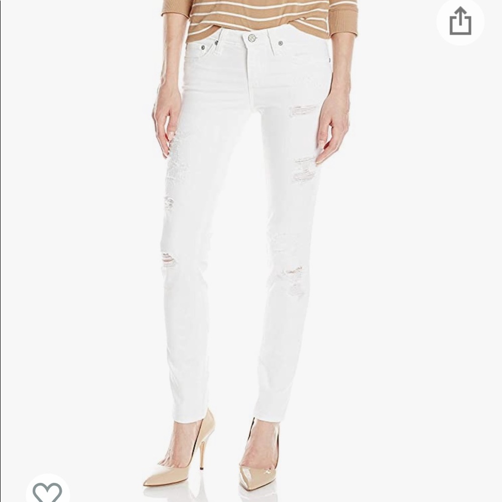 NWT AG Stilt Cigarette 1 Year White Mended Jeans